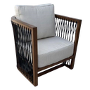 SILLON UXMAL MADERA ALAMO COLOR MIEL CON CORDON NEGRO Y TELA CANVAS NATURAL