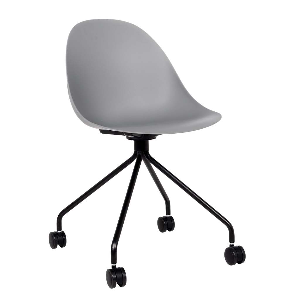 SILLA ESCRITORIO VI-10B PP GREY + POWDER COATING STEEL C/RUEDAS