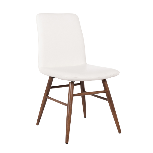 SILLA E1442Z + A7 PU BLANCA/WALNUT