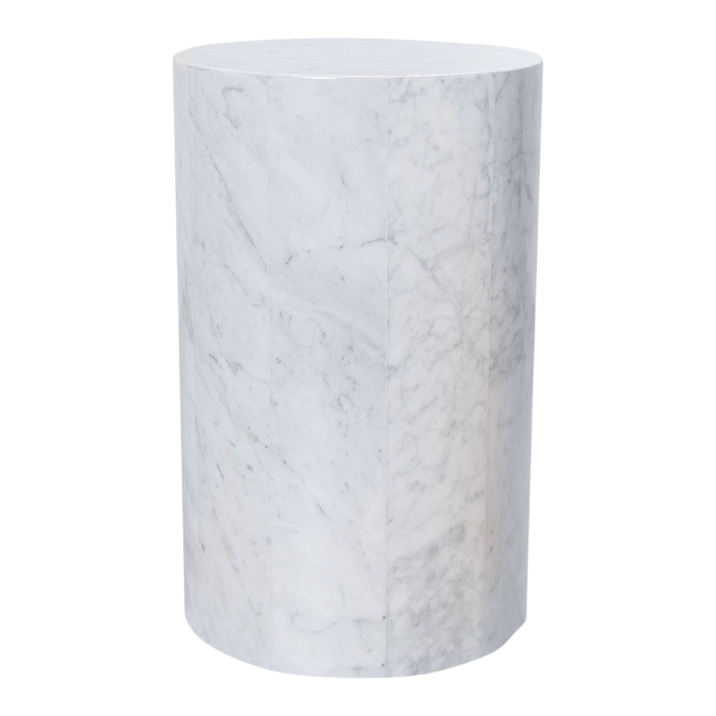 MESA LATERAL ICONIC .27 DIAM X .45 H MARMOL BLANCO CARRARA